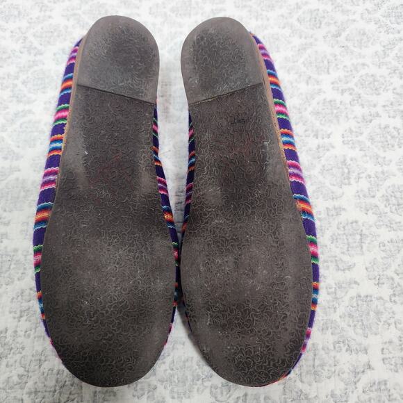 Fortress of Inca Peru Blue Striped Fabric Ballet Flats Size 8 - Picture 2 of 5